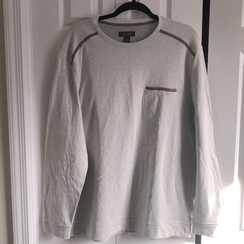 Tasha Elba Mens Long Sleeve Cotton Shirt Faux Suede Size XL